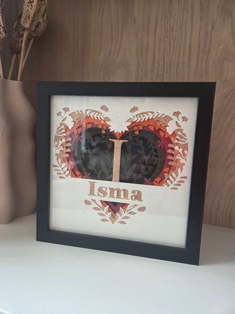Beautiful 3D Monogram Heart with Split Name Design