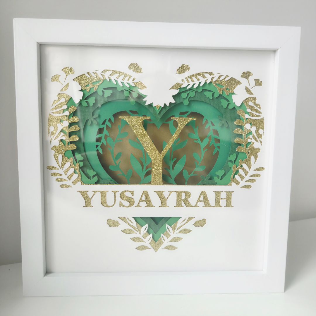 Beautiful 3D Monogram Heart with Split Name Design