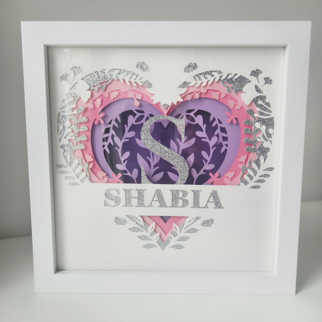 Beautiful 3D Monogram Heart with Split Name Design